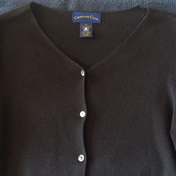 Charter Club Black Long Slv Sweater Cardigan M - Picture 2 of 3